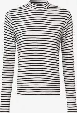 Marie Lund Langarmshirts Shirt Frauen Creme / Schwarz
