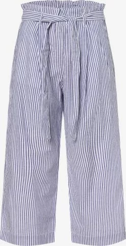 Marie Lund Culottes Wide Leg Bundfaltenhose Frauen Blau / Weiß